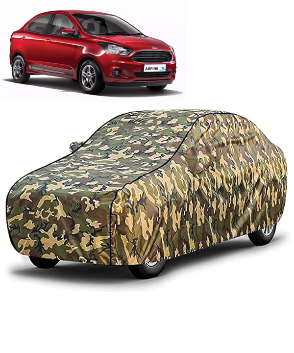 Carzex Waterproof & Heat Resistant Jungle Print Camouflage Design Car Body Cover with Mirror Pockets?For Ford Figo Aspire